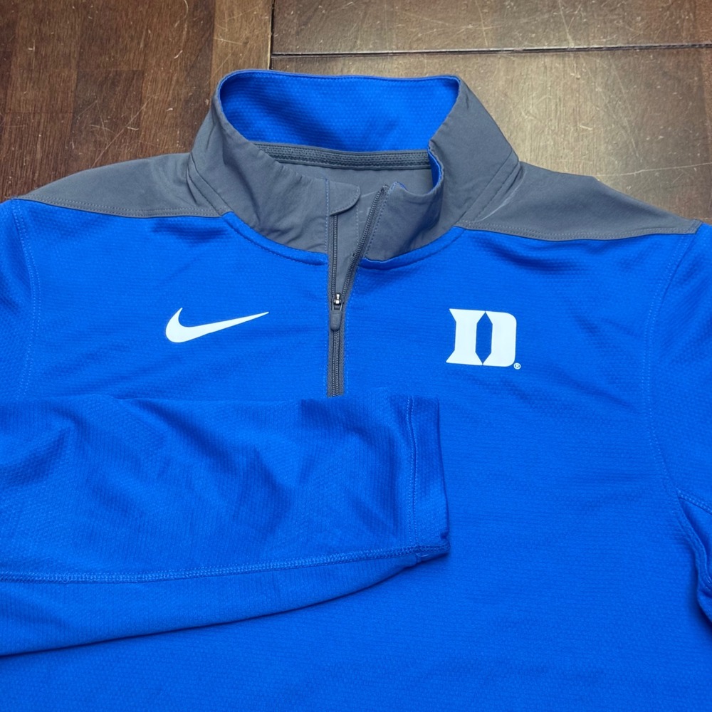 Nike Duke Blue Devils 1/4 Zip Mens Small Blue Dri-FIT Long Sleeve Warm Up DD3177
